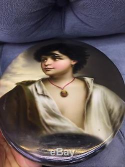 Rare Kpm Porcelain German Hand Painted Porcelain Plaque Lady Portrait