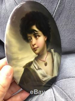 Rare Kpm Porcelain German Hand Painted Porcelain Plaque Lady Portrait