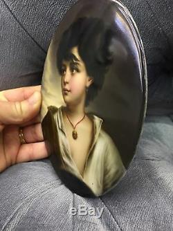 Rare Kpm Porcelain German Hand Painted Porcelain Plaque Lady Portrait