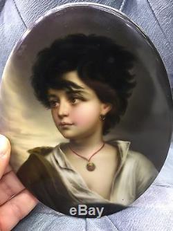 Rare Kpm Porcelain German Hand Painted Porcelain Plaque Lady Portrait