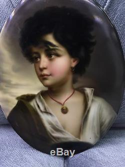 Rare Kpm Porcelain German Hand Painted Porcelain Plaque Lady Portrait