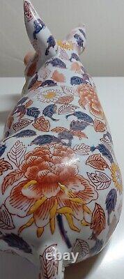 Rare Large Antique Japanese Imari porcelain hand painted enamelled floral pig