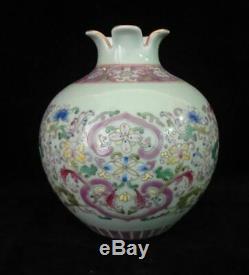 Rare Old Chinese Hand Painting Flower Porcelain Vase QianLong Period Marks