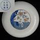 Rare Old Chinese Hand Painting Peaches & Bats Porcelain Plate Marked Yongzheng