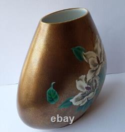 Rare Porcelain Vase Heinrich Bavaria Hand Painted Crochet Flowers Um 1950 K550