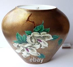 Rare Porcelain Vase Heinrich Bavaria Hand Painted Crochet Flowers Um 1950 K550