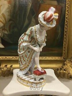 Rare Russian Moscow Gardner Hand Painted & Gilt Porcelain Figurine, H-20cm