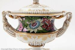 Rare Worcester Chamberlains Georgian Regency Flowers Hand Painted Porcelain Urn