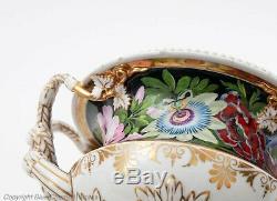 Rare Worcester Chamberlains Georgian Regency Flowers Hand Painted Porcelain Urn