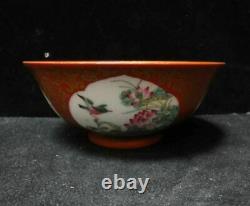 Red Glaze Antique Chinese Hand Painting Porcelain Bowl Marked YongZheng Period