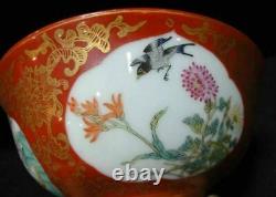 Red Glaze Antique Chinese Hand Painting Porcelain Bowl Marked YongZheng Period