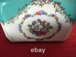 Red Pillivuyt Porcelain Ashtray French Flowers Hand Painted With Lid