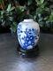 Relist Antique Chinese Qing Blue & White Floral Ovoid Jar