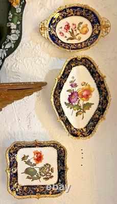 Rich Gold Hand Painted Flowers in Five Ridgway English Porcelain Serving Pieces