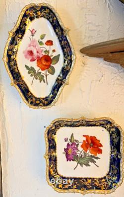 Rich Gold Hand Painted Flowers in Five Ridgway English Porcelain Serving Pieces