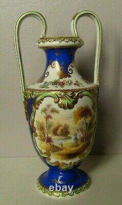 Ridgeway Porcelain Twin-handled Vase Hand Painted Scenes, Circa 1810