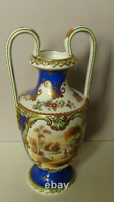 Ridgeway Porcelain Twin-handled Vase Hand Painted Scenes, Circa 1810