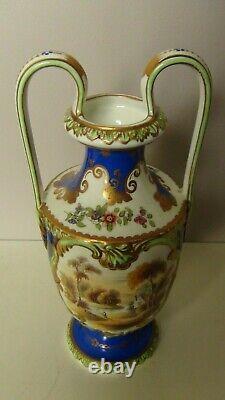 Ridgeway Porcelain Twin-handled Vase Hand Painted Scenes, Circa 1810