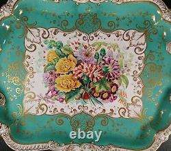 Ridgway Antique English Cabinet Tray 1840s Victorian Apple Green 41cm wide