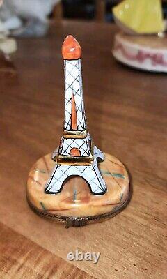 Rochard Peint Main Limoge Porcelain France Hand Painted Eiffel Tower Trinket Box