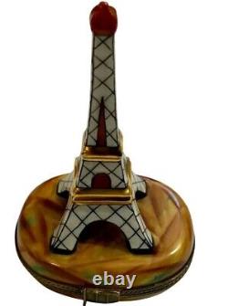 Rochard Peint Main Limoge Porcelain France Hand Painted Eiffel Tower Trinket Box