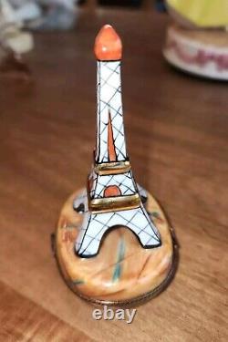 Rochard Peint Main Limoge Porcelain France Hand Painted Eiffel Tower Trinket Box