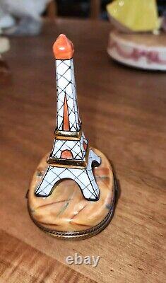 Rochard Peint Main Limoge Porcelain France Hand Painted Eiffel Tower Trinket Box