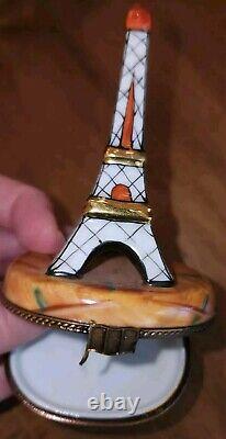 Rochard Peint Main Limoge Porcelain France Hand Painted Eiffel Tower Trinket Box