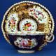 Rockingham Antique Hand Painted Floral British Porcelain Cup And Saucer