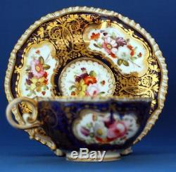 Rockingham Antique Hand Painted Floral British Porcelain Cup and Saucer