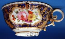 Rockingham Antique Hand Painted Floral British Porcelain Cup and Saucer