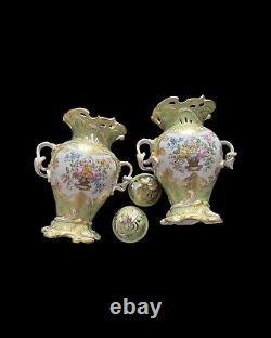 Rococo Rockingham Works Brameld Hand-painted Porcelain Covered Urn/vase