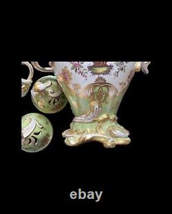 Rococo Rockingham Works Brameld Hand-painted Porcelain Covered Urn/vase