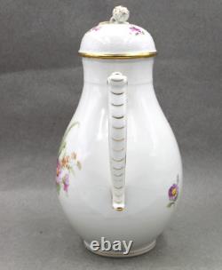 Royal Berlin KPM Hand Painted Floral & Butterfly Large Coffee Pot & Lid 10 1/8