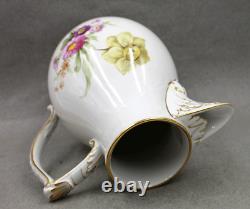 Royal Berlin KPM Hand Painted Floral & Butterfly Large Coffee Pot & Lid 10 1/8