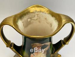 Royal Bonn Germany Hand Painted Porcelain Double Handled Urn of a Beauty