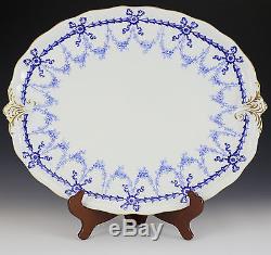 Royal Crown Derby Porcelain Tray 18 c1910 Hand Painted Gilt Blue Floral Ribbon