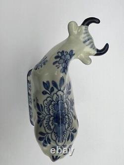 Royal Delft Small Cowith Bull Very Rare Highly Collectable