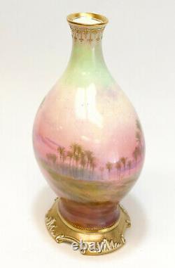 Royal Doulton Hand Painted Porcelain Vase, Shepherd in Desert, circa 1910 Signed