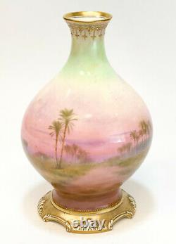 Royal Doulton Hand Painted Porcelain Vase, Shepherd in Desert, circa 1910 Signed