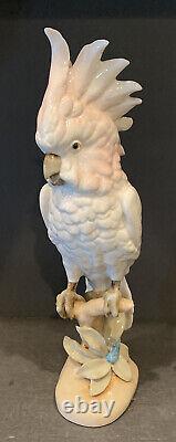 Royal Dux Hand Painted Parrot Bohemia Porcelain Figurine Cockatoo 16 Vintage