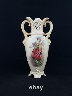 Royal Dux Vase Hand Painted Lady Marks