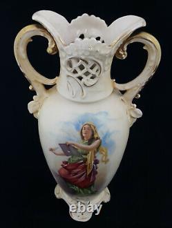 Royal Dux Vase Hand Painted Lady Marks