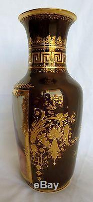Royal Vienna 19th Century Hand Painted Porcelain Vase Signed by Greiner