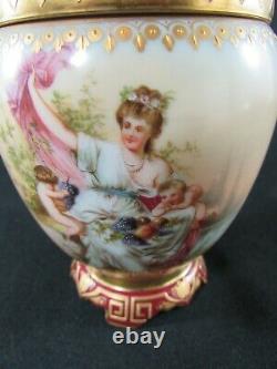 Royal Vienna Hand Painted Lidded Vase Abundantia Pattern c. 1870-80s