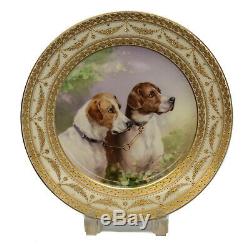 Royal Vienna Hand Painted Porcelain Cabinet Plate, circa 1915, Dogs