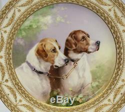 Royal Vienna Hand Painted Porcelain Cabinet Plate, circa 1915, Dogs