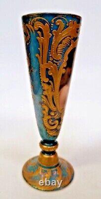 Royal Vienna Hand Painted Porcelain Portrait Vase 5 3/8 Heavy Gold Decoration