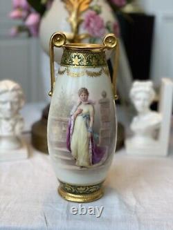 Royal Vienna Hand-Painted Porcelain Portrait Vase Very Beautiful