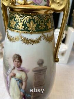 Royal Vienna Hand-Painted Porcelain Portrait Vase Very Beautiful